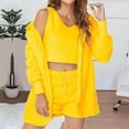 thumbnail image 2 of Uaswgudfs Women's 3 Piece Fuzzy Plush Loungewear Set Fluffy Pajama Sleepwear Jacket Crop Top Shorts Cozy Comfortable Home Clothes Winter Soft Warm Pajama Set, 2 of 3