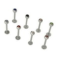 thumbnail image 3 of Labret Flat back Jewel top threaded Surgical steel 16G 8 colors available, 3 of 8