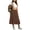 Brown, variant on Caywon Womens Summer Solid Color Tiered Midi Skirt Elastic Drawstring Waist Flowy A-Line Skirt with Pockets for Daily Vacation Wear Falda Midi para Mujer