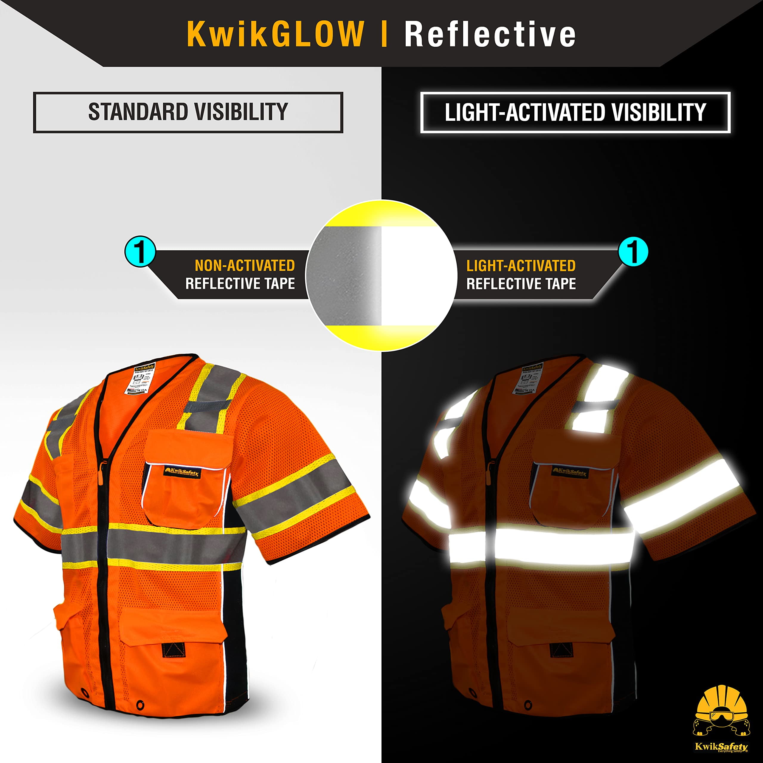 KwikSafety (Charlotte, NC) EXECUTIVE Safety Vest (10 Pockets) Class 3 ANSI OSHA High Visibility Reflective Heavy Duty Mesh Zipper HiVis Construction Work Site HiViz Men Women | Orange 2X-Large