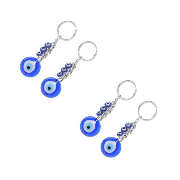WORGEOUS 4 Pcs  Turkish Blue Evil Eye Keychain Charms Pendants Owl Keychain With Keyring Hanging Ornament Jewelry Accessories Amulet For Good Luck