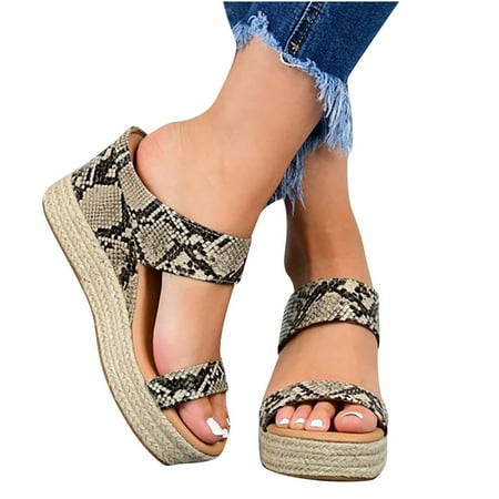 

Summer Sandals Women Retro Wedge Sandals Non-Slip Open Toe Sandals Casual Platform Beach Sandals