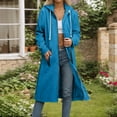 thumbnail image 2 of BODOAO Women's Long Zip Up Oversized Drawstring Hooded Hoodie Jacket Sweatshirt Casual Long Sleeve Fall Jackets Coat 2025 Coat Solid Color Button Loose Loose Zipper Long Cardigan Coat Blue Xl, 2 of 5