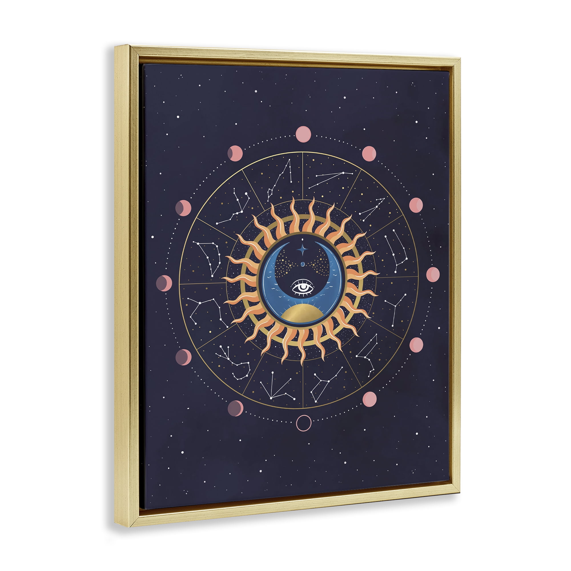 Stupell Industries Astrology Zodiac Constellations Astrology & Stars Painting Gold Floater Framed Canvas Art Print Wall Art, 25 x 31