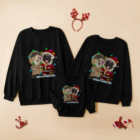 

Dadaria Family Christmas Pajamas Matching Sets Parent-child Attire Christmas Printed Long Sleeve O-Neck Shirts Tops Pullover Family Matching Dad Sweatshirts Black Gray White Men XXL