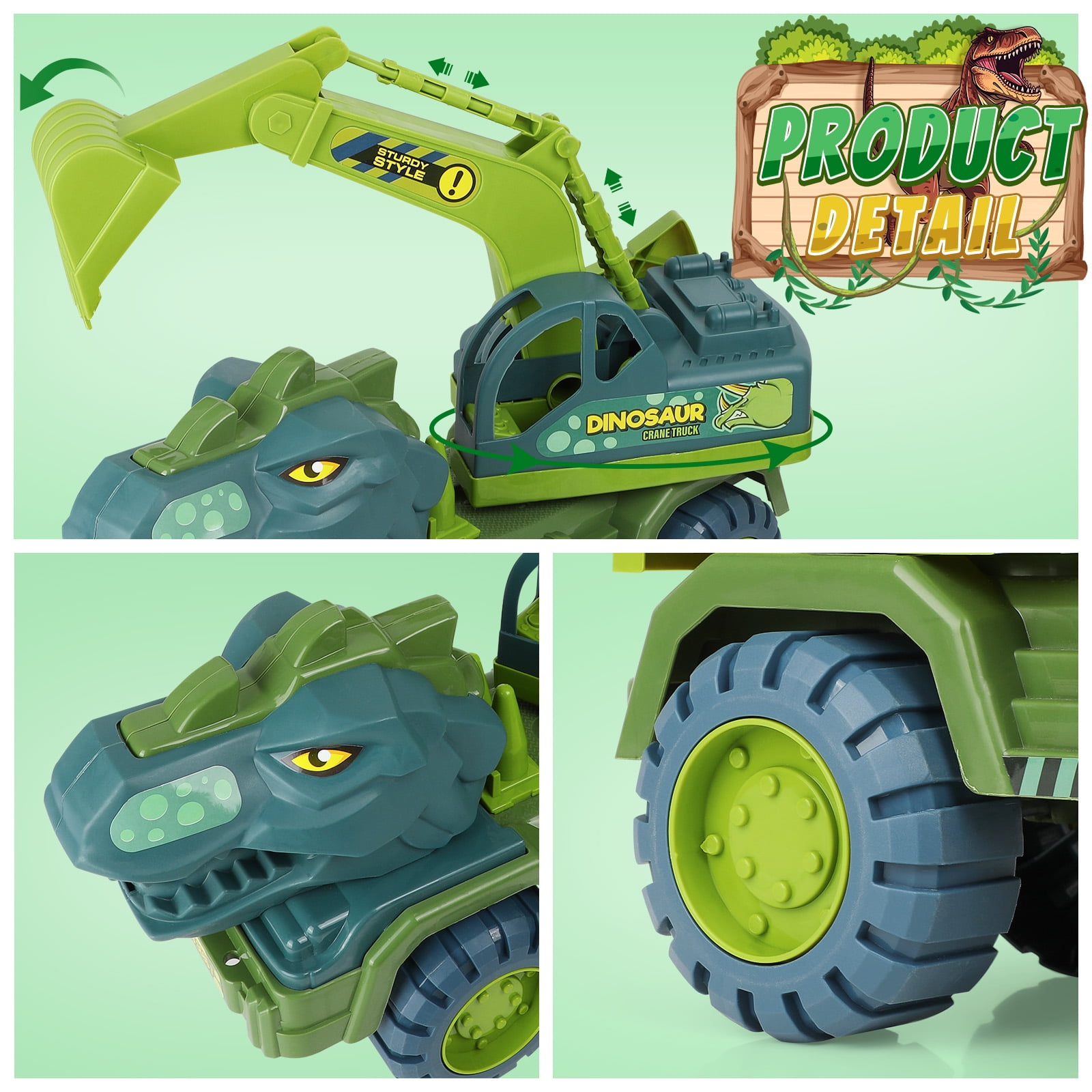 Dinosaur Toy Truck for Boys, Dinosaur Large Construction Vehicle, Tyrannosaurus Rex Excavator, Dinosaur Toys Gift for Boys Kids Ages 3+
