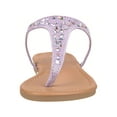 thumbnail image 3 of Girls' Rhinestone Decor Flat Sandals Fashionable Casual T-Strap Sandals Summer Flip Flop Sandals, 3 of 5