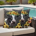 thumbnail image 5 of Cow Sunflower Pillow Covers 2 Pack Plant Farm Flower Pillowcase Waterproof Outdoor Throw Pillow Cover for Patio Garden Square Cushion 26”x26”, 5 of 9