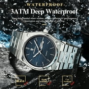 POEDAGAR Business Mens Stainless Steel Waterproof Luminous Quartz Watches with Dual Calendar Display