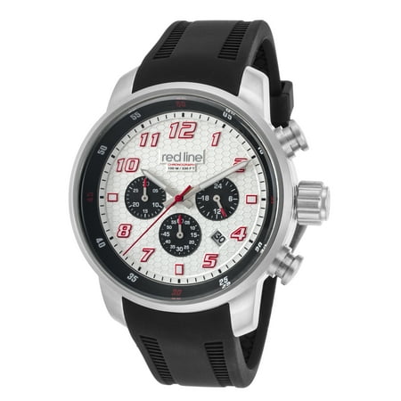 Red Line 303C-02S-Rda Topgear Chrono Black Silicone Silver-Tone Dial Red Accent Watch