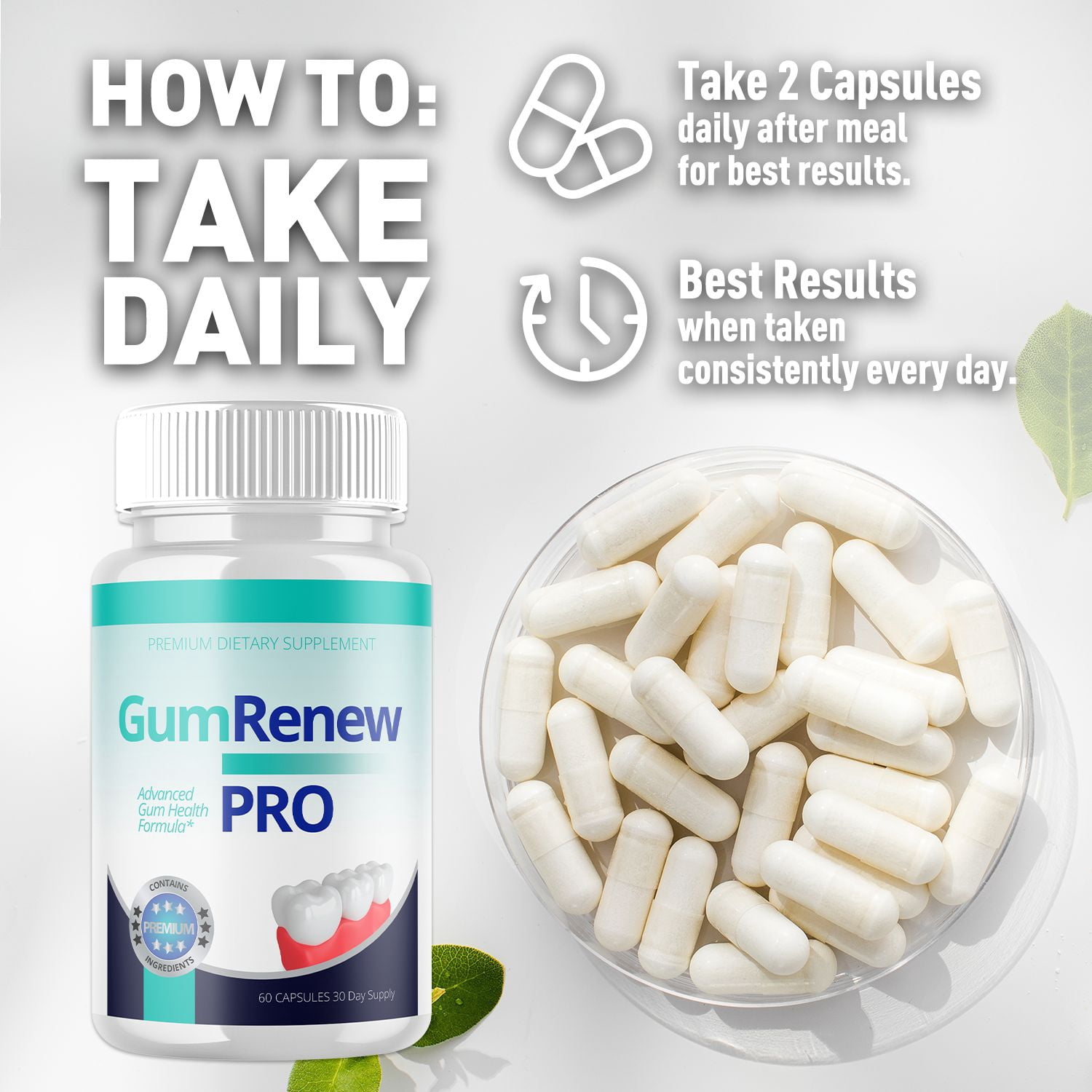 Gum Renew Pro Pills for Teeth Probiotics for Men and Women - 120 Capsules (2 Pack)