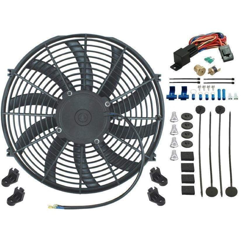 15" INCH ELECTRIC RADIATOR COOLING FAN 90W MOTOR & THREADIN THERMOSTAT