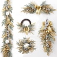 thumbnail image 2 of Artificial Christmas Wreath Branch Rattan Golden Garland For Front Door Hanging Wall Indoors Outdoors Christmas Ornament Decor, 2 of 5