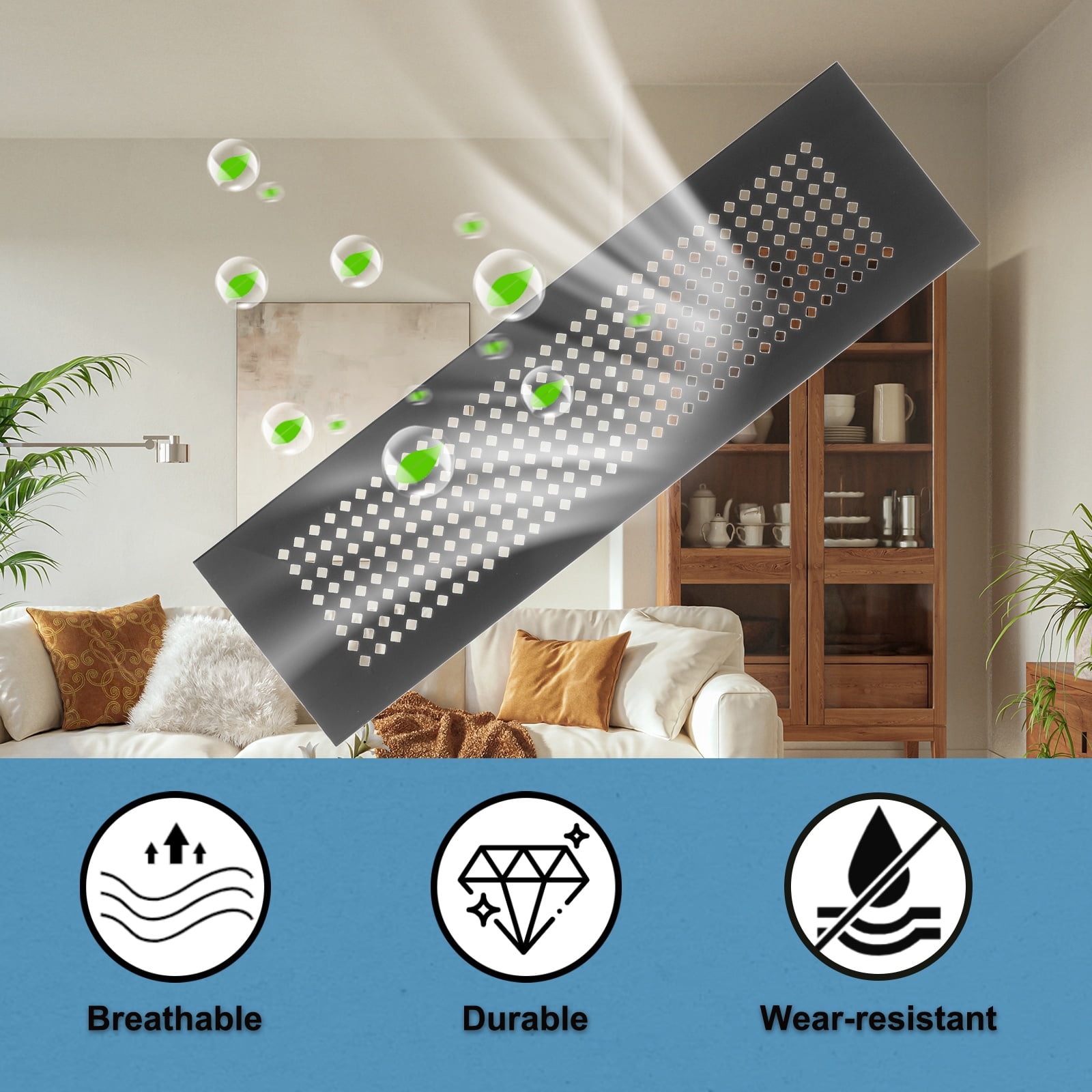 Uxcell 6 x 2 Inch Door Air Vent Cover, 3 Pcs Aluminum Grille Ventilation Cover Louvered Diamond Hole with Screws, Black
