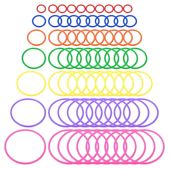 Uxcell Plastic Toss Ring 7 Sizes, 70 Pack Sports Rings Toss Game for Carnival Outdoor Games, 7 Colors