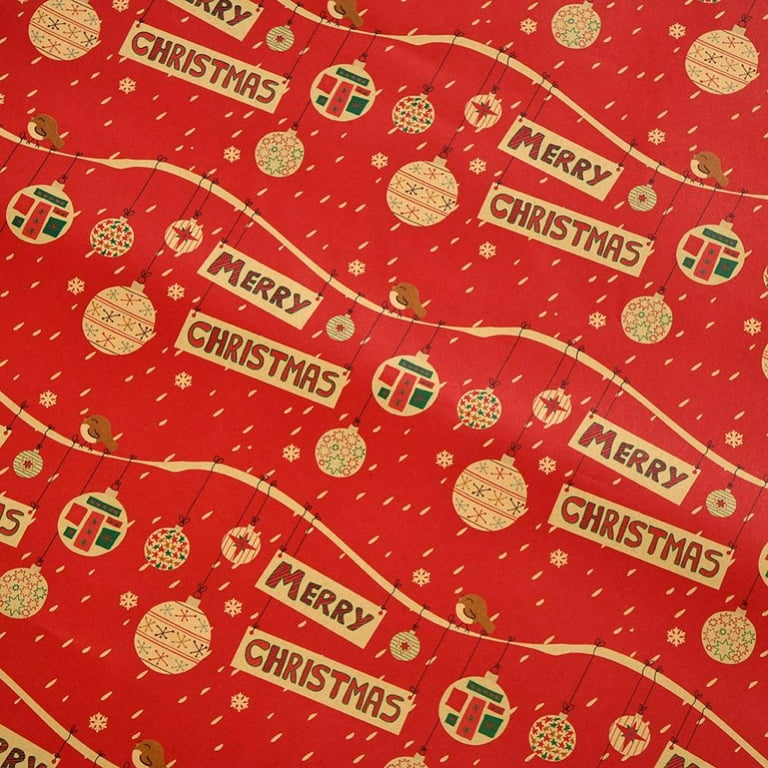 Slopehill Christmas Wrapping Paper ,Red Green Kraft Christmas Gift Wrap Paper for Women Men Children-Christmas Present Gift Wrapping Paper with Deer Santa Tree