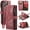 Red, variant on for iPhone 16 Pro Wallet Case with Card Slots, Zipper Pocket and Magnetic Flip Folio, RFID Blocking Card Holder Stand Leather Detachable Wristlet Strap 3-in-1 Case for Women and Men,Black
