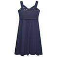 thumbnail image 4 of CHICTRY Girls Chiffon Sleeveless Formal Dress Juniors V Neck Bridesmaid Dress Cascading Ruffle Birthday Party Gown Navy Blue 14, 4 of 5