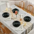 thumbnail image 3 of Vesteel 12-Piece Dinnerware Set, Ceramic Plates and Bowls Set for 4, Reactive Glaze Tableware Set with Purple Clay Base for Home, Chip & Scratch Resistant Stoneware, Blackish Green, 3 of 11