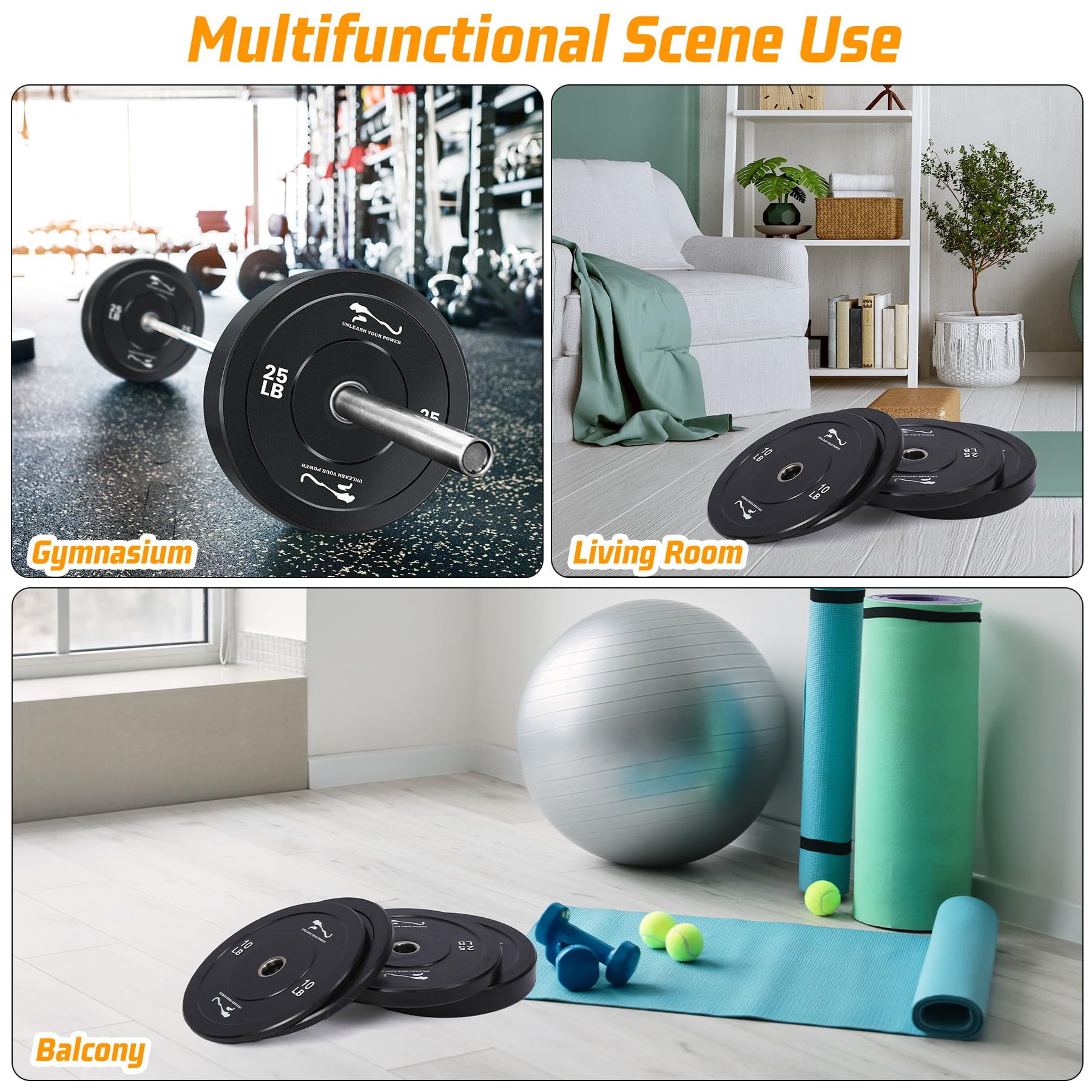 Towallmark 35LB Weight Plates Set of 2, 2-Inch Universal Fit, Olympic Bumper Plates with Steel Insert for Strength Training, Rubber Weight Plates for Barbell Home Gym