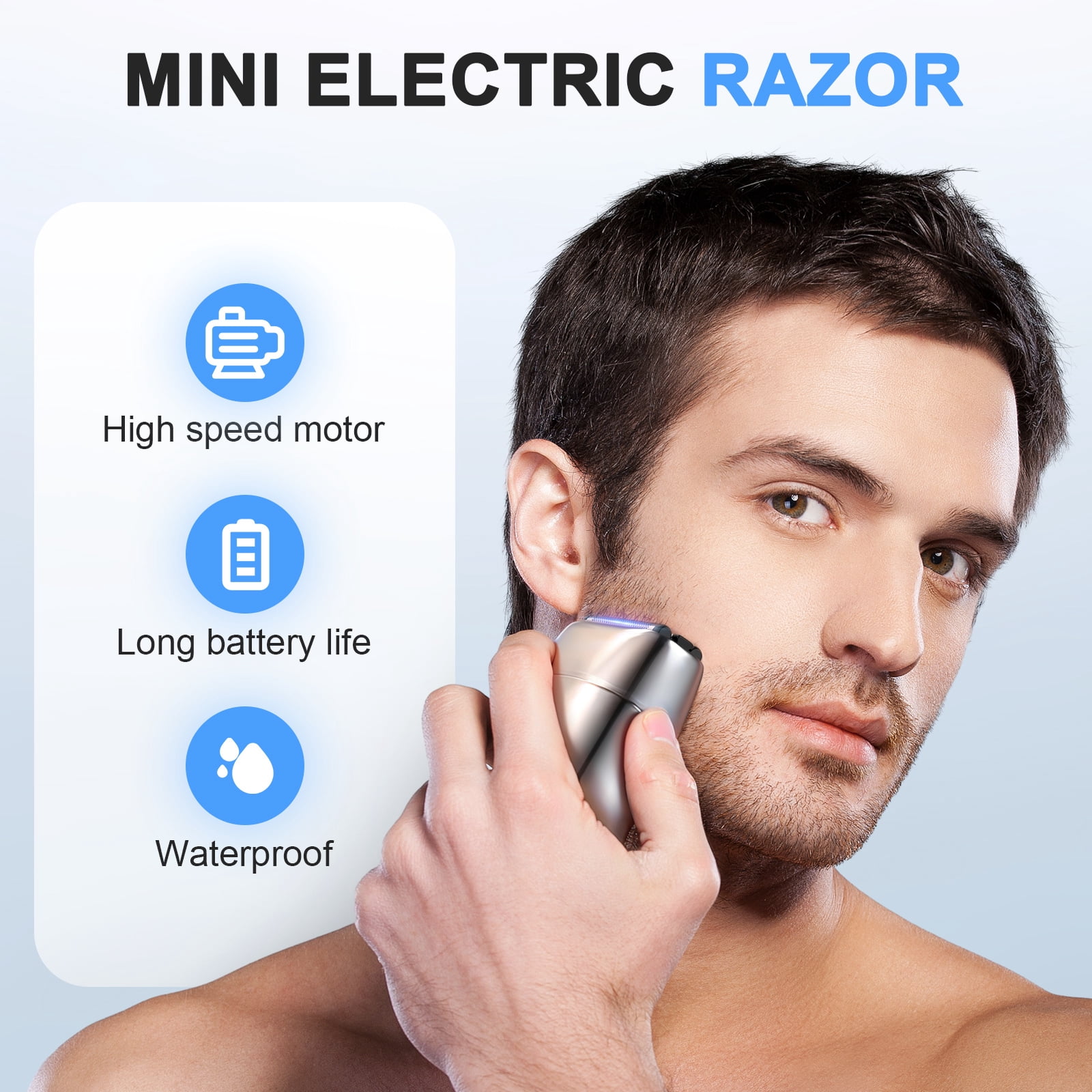 HOOICB Electric Razor for Men, Mini Electric Foil Shavers with LED Display, IPX7 Waterproof Wet Dry Beard Trimmer Grooming Kit for Travel