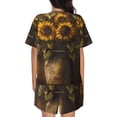 thumbnail image 4 of Womens Pajama Sets With Pocket, Rustic Sunflower Bouquet Lounge Sets Short Sleeve Sleepwear PJ Sets for Women, 4 of 6