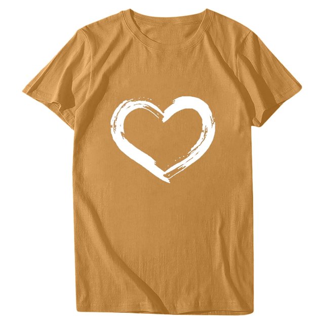Babysbule Hauts pour Femmes en Liquidation Manches Courtes Col Rond Imprimé en Forme de Cœur Décontracté Blouse T-shirt