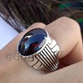 thumbnail image 3 of Handmade Red Garnet Sterling Silver Men's Signet Ring, 3 of 10