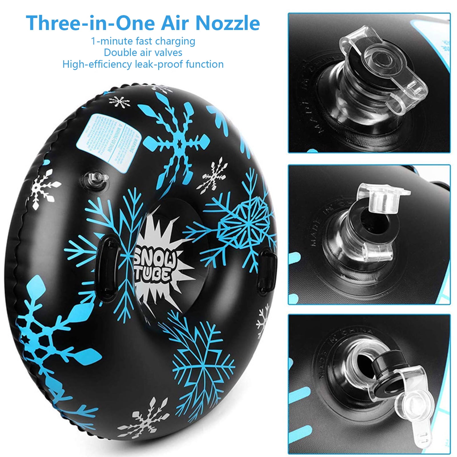 Strong Air Filled Snow Dish With Not Slip Holds 47Inch Diameter For Snowsports Sledding Outdoor Winter Tasks Family Oriented