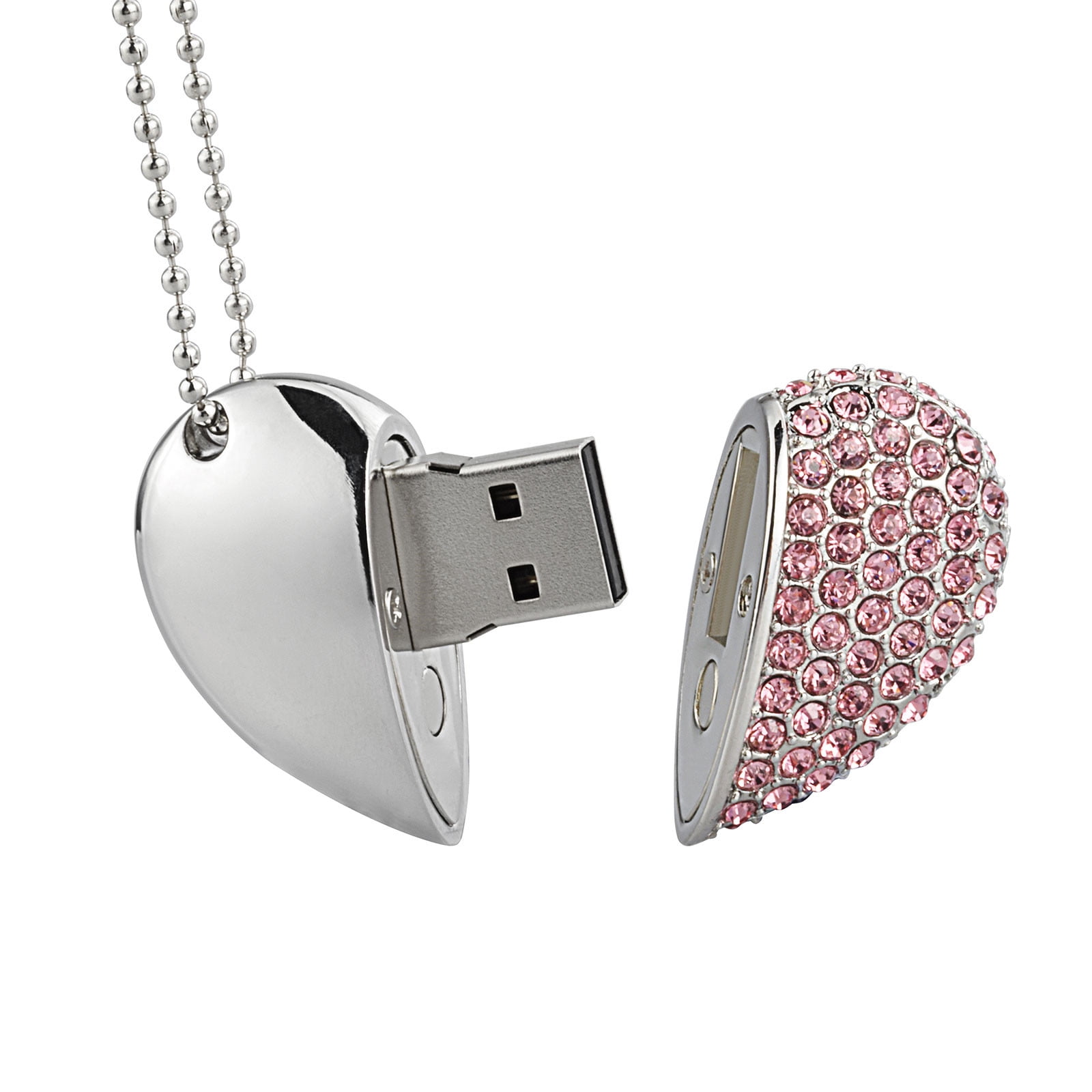 32GB Crystal USB Flash Drive Heart Shape Gift USB Drive RED 