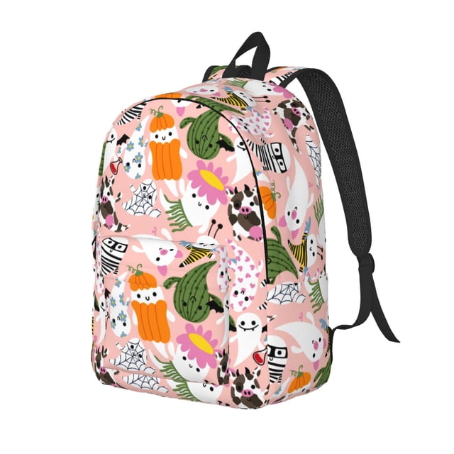 Vsdgher Cartoon Halloween Print Canvas Backpack Travel Rucksack Unisex Knapsack 15.7/17.7Inch Laptop Backpack for Work,College-Medium