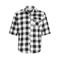 thumbnail image 6 of Lmueinov Mens Short Sleeve Button Down Shirts Plaid Business Casual 3/4 Length Sleeve Tops for Men Pocket Lightweight Summer Fall Daily Going Out Tops, 6 of 7