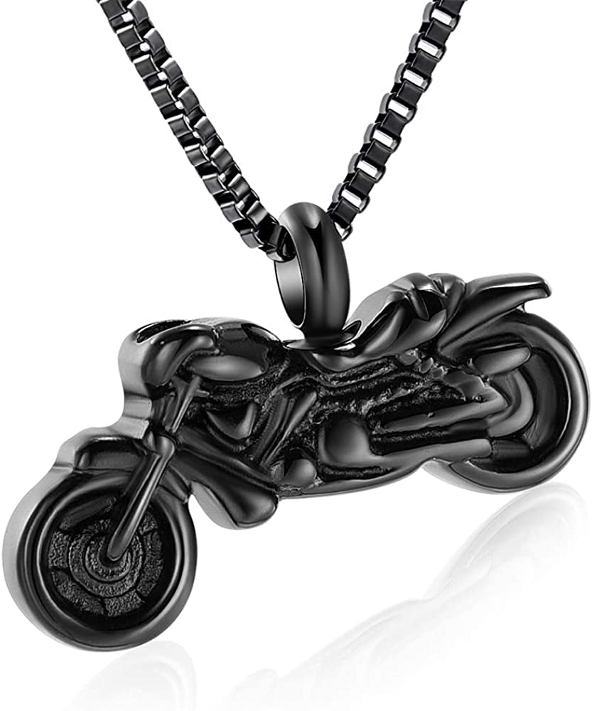Motorcycle Urn Necklace Cremation Jewelry for Ashes Motorbike Necklace