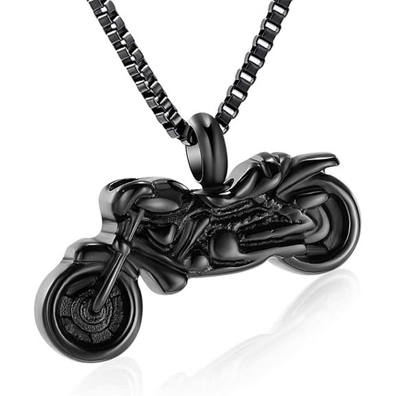 Motorcycle Urn Necklace Cremation Jewelry for Ashes Motorbike Necklace Pendent Stainless Steel Keepsake Memorial Urn Necklace for Men Women