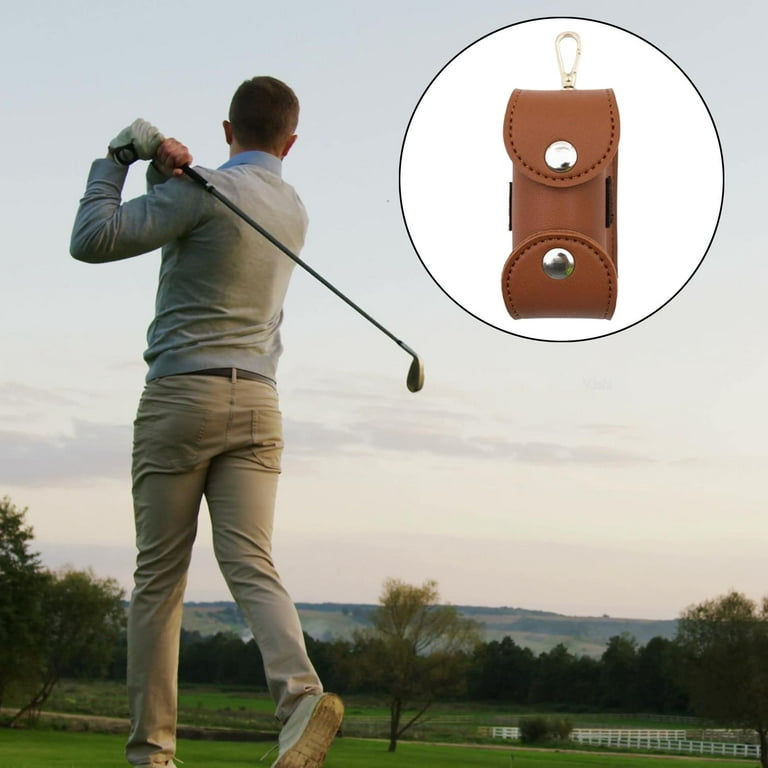 Leather Golf Ball Pouch Belt Waist Bag Storage Organizer Outdoor