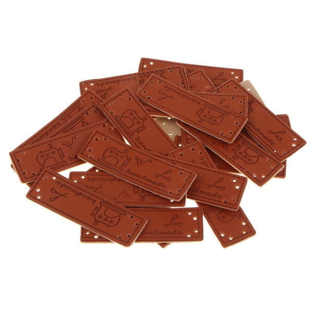 Etiquetas de material cuero PU para 20 piezas, etiquetas para coser, apliques de , etiquetas de material cuero hechas , manualidades de punto de Gloria Etiquetas de etiqueta hechas a mano
