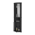 thumbnail image 4 of Corner Bar Cabinet with Glass Doors, 75 Inch Tall Farmhouse Wine Bar Cabinet with Two Shelves and Stemware, Home Bar for Dining Room/Living Room/Kitchen, Black, 4 of 5