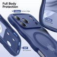 thumbnail image 6 of 3 in 1 Magnetic Wavy Case for iPhone 17 Pro Max 6.9", Matte Protective Case with Screen Protector and Wrist Strap,Deep Blue, 6 of 7