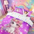 thumbnail image 3 of meiyoeat Cute Unicorn Twin Duvet Cover For Girls,Pink Cute Flowers Stars Twin Bedding For Kids,Colorful Stars Reversible,2 Pieces(No Comforter), 3 of 6