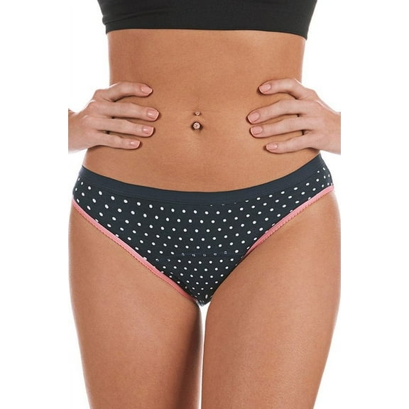 MeMoi Women's Love Luna First Period Polka Dot Bikini Brief Panty - Womens - Female, 10, Navy-White