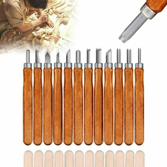 12pcs Wood Carving Tools Carbon Steel Carving Knife Kit for Sculpture Carpenter Beginners DIY