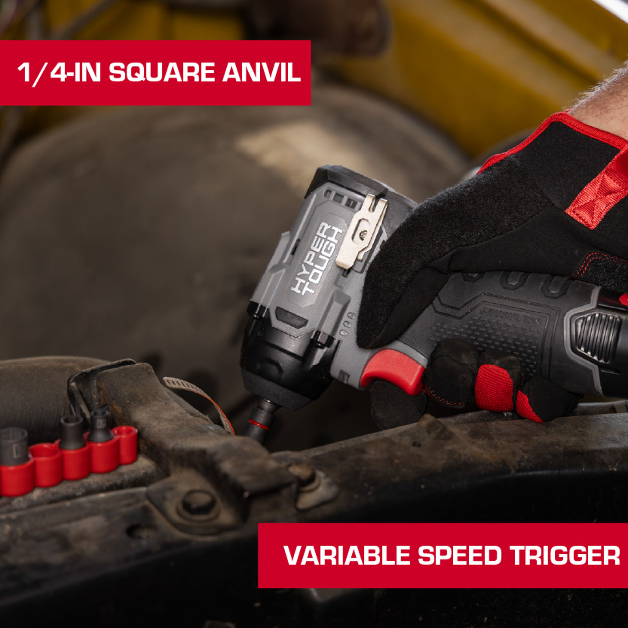 Llave de Impacto de 1/4 Pulgada sin Escobillas de 12V con Batería de 2.0Ah Hyper Tough 6