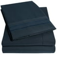 thumbnail image 2 of Sweet Home Collection 1800 Thread Count 21" DEEP Pocket Sheet Soft Brushed Microfiber Luxury Bedding Set with Flat, Fitted, 2 Pillow Cases, Extra Queen, Navy, 2 of 5