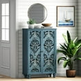 thumbnail image 6 of Accent Cabinet with Doors,47" Tall Storage Cabinet with Solid Wood Legs for Living Room,Entryway,Dining Room,Bedroom,Blue, 6 of 8