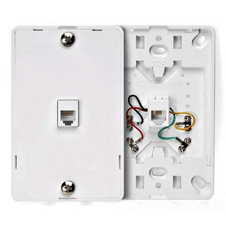 3 Jack Wall Mount Phone - Leviton 40914-W Telephone Wall Phone Jack, 6P4C, Screw Terminal, White