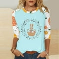 thumbnail image 2 of lcziwo Sales Today Women's Easter Shirts Spring 3/4 Sleeve Round Neck Blouses Cute Rabbit Graphic Tees 2025 Holiday Tops Going Out Outfits Light Blue S, 2 of 6