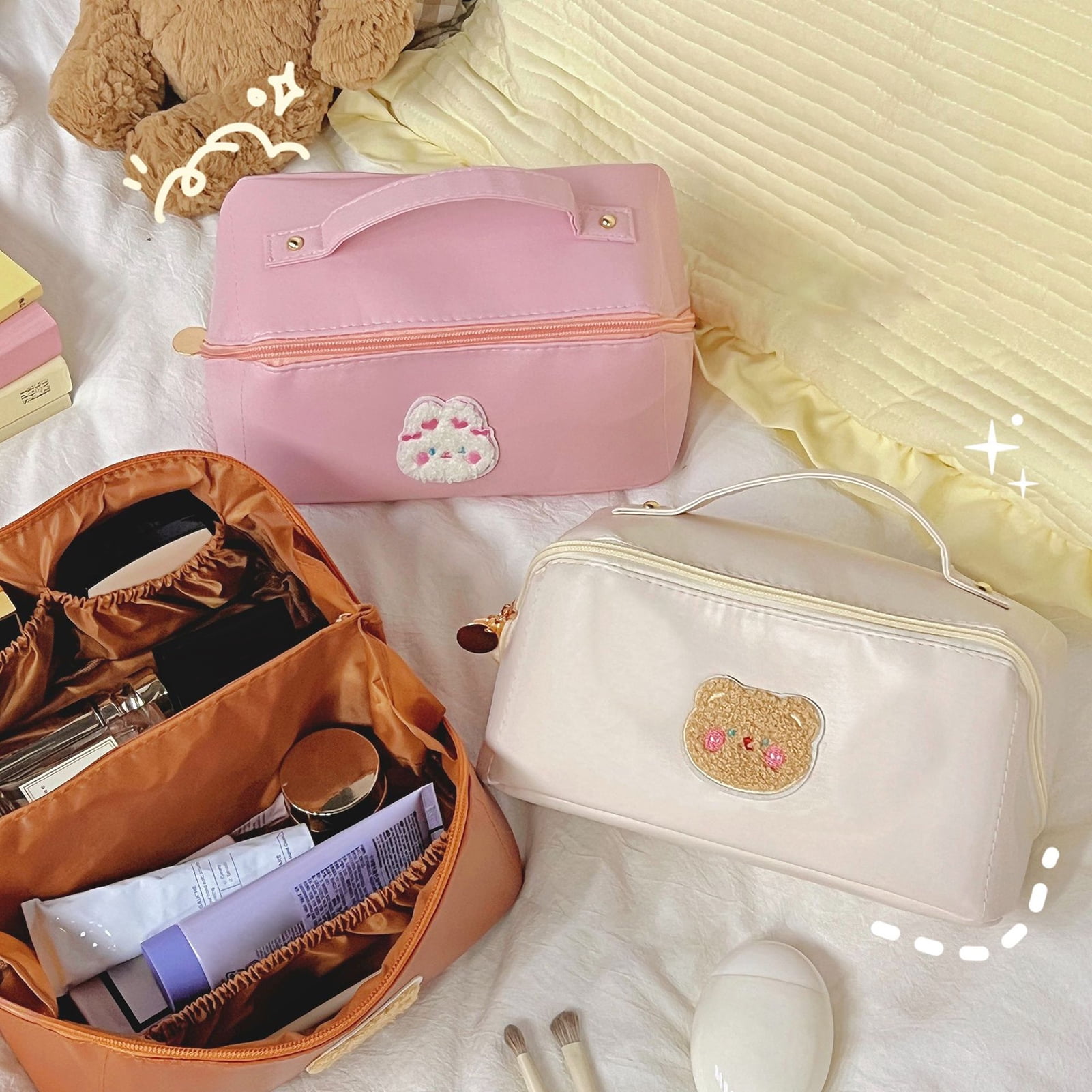  Large Makeup Bag with Handle Travel Cube Cosmetic Bags