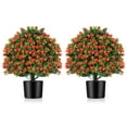 thumbnail image 1 of Costway 2 Pack Artificial Rose Topiary Ball Tree Faux Shrub Bushes with Flowers, 1 of 10