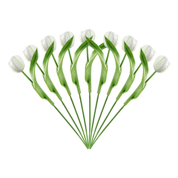 10 Pcs White Flowers Large Head PU Material Realistic Faux Vase Centerpieces Home Wedding Bouquet