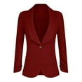 thumbnail image 4 of UAMVSH Womens Casual Blazers Open Front One Button Ruffle Long Sleeve Suit Jacket Work Office Dressy Coats Shawl Collar Outerwear(Medium,Red), 4 of 6